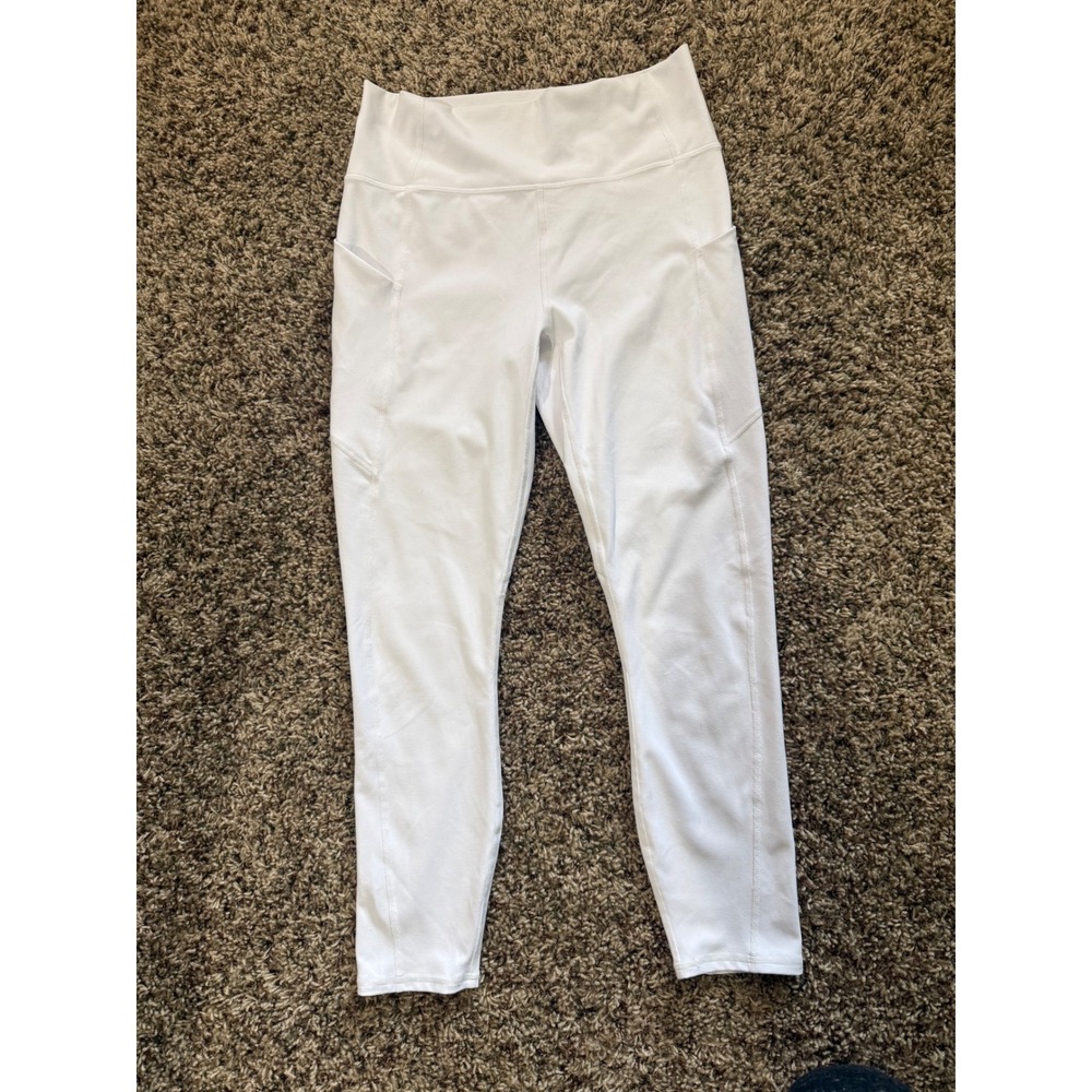 Fabletics PureLuxe White High Waisted Pocket Leggings 7/8 Length Womens Medium